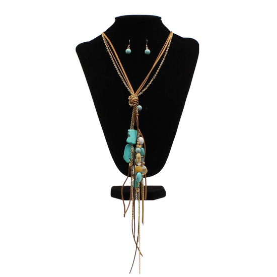 Blazin Roxx Ladies Turquoise Beaded Stone Jewelry Set D4500112