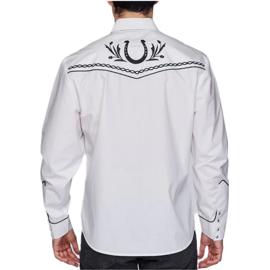 Rodeo Clothing Men's Embroidered White Snap Front Shirt PS500-508