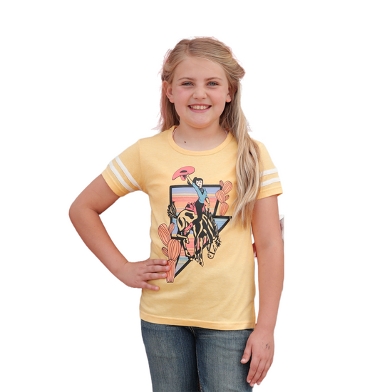 Cinch Youth Girl's Yellow Bucking Horse T-Shirt CTK8370003