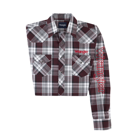 Wrangler® Men's Logo Long Sleeves Plaid Black Snap Shirt 112318502