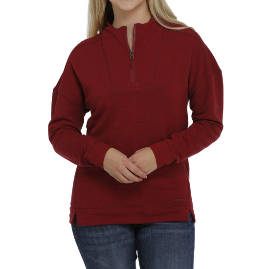 Cinch Ladies Heather Red 1/4 Zip Pullover MAK7897001