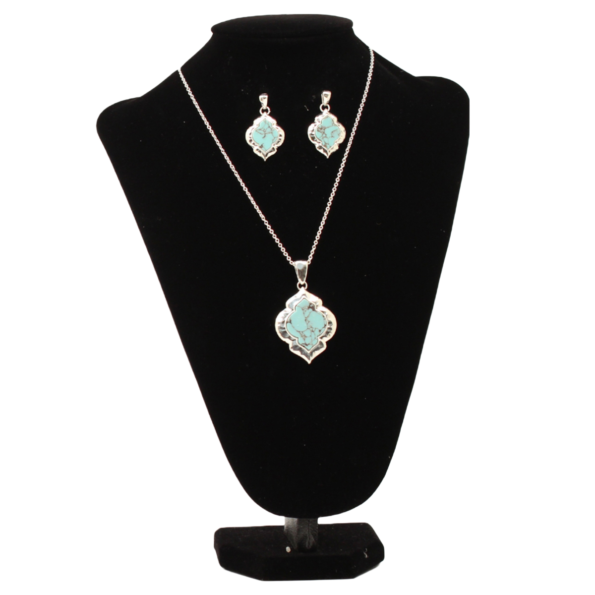 Blazin Roxx Ladies Turquoise & Silver Pendant Jewelry Set 3052236