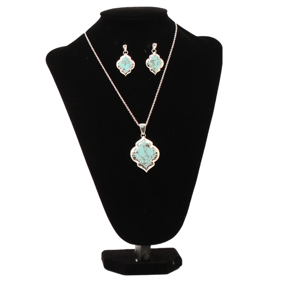 Blazin Roxx Ladies Turquoise & Silver Pendant Jewelry Set 3052236