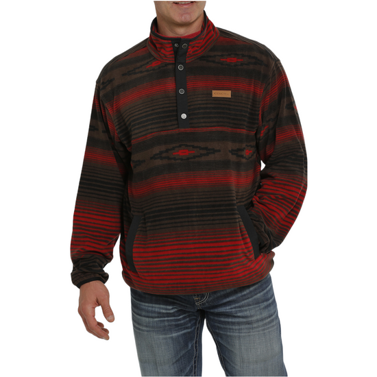 Cinch Men's Brown Aztec Printed Fleece Pullover MWK1514012