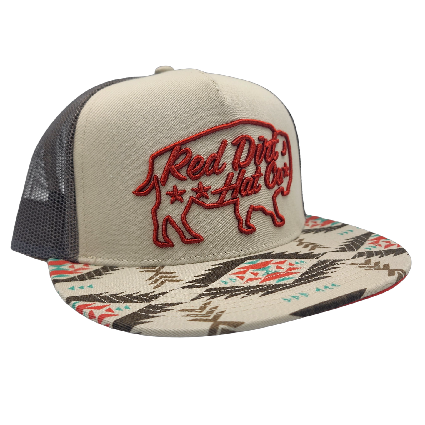Red Dirt Hat Co.® Men's Big Bison Aztec Cream Trucker Cap RDHC271