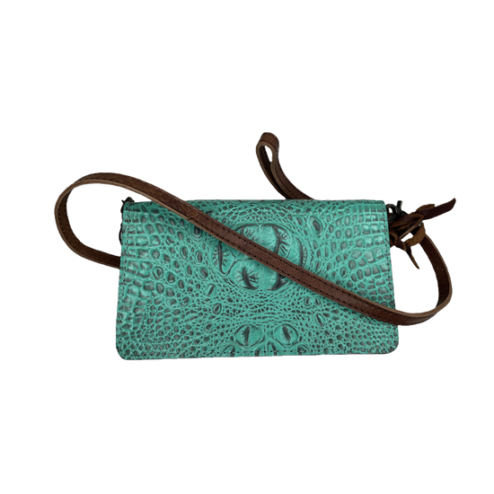 Load image into Gallery viewer, American Darling® Ladies Organiser Croc Leather Handbag ADBG485AV
