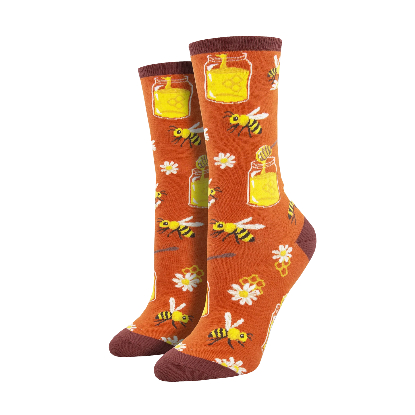 SockSmith Ladies Bee My Honey Burnt Orange Crew Socks WNC2271-BTO