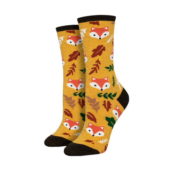 SockSmith Ladies Foxy Fall Yellow Crew Socks WNC2808-YEL
