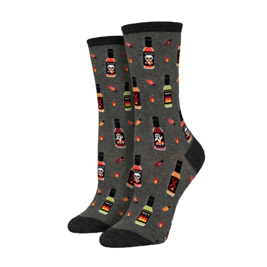 SockSmith Ladies Hot In Here Charcoal Heather Crew Socks WNC2822-CHH