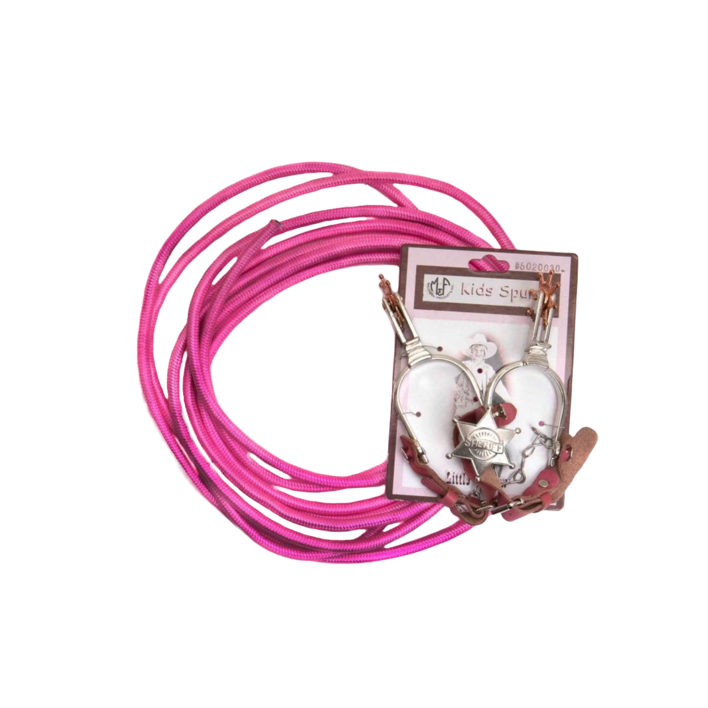 M&F® Girls Pink Leather & Buckle Spur & Rope Set50106