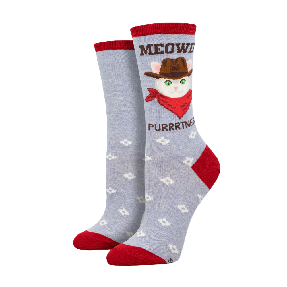 SockSmith Ladies Meowdy Purrtner Periwinkle Heather Socks WNC2970-PWH