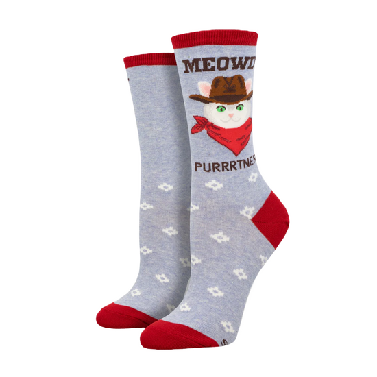 SockSmith Ladies Meowdy Purrtner Periwinkle Heather Socks WNC2970-PWH