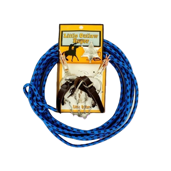 M&F® Kids Blue Leather & Buckle Spur & Rope Set 50108