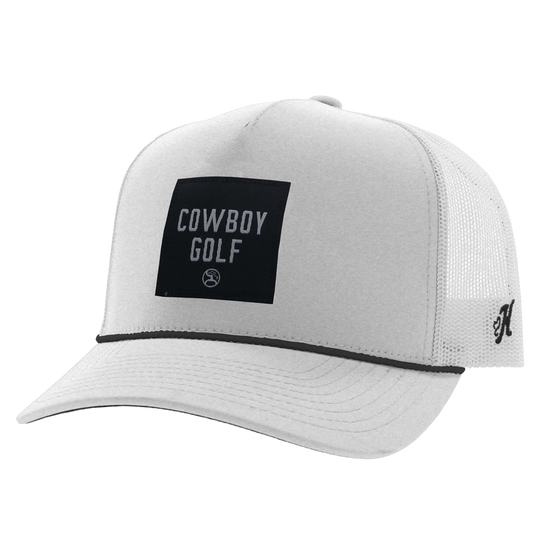 Hooey Men's Cowboy Golf 5 Panel White Trucker Cap 2330T-WH