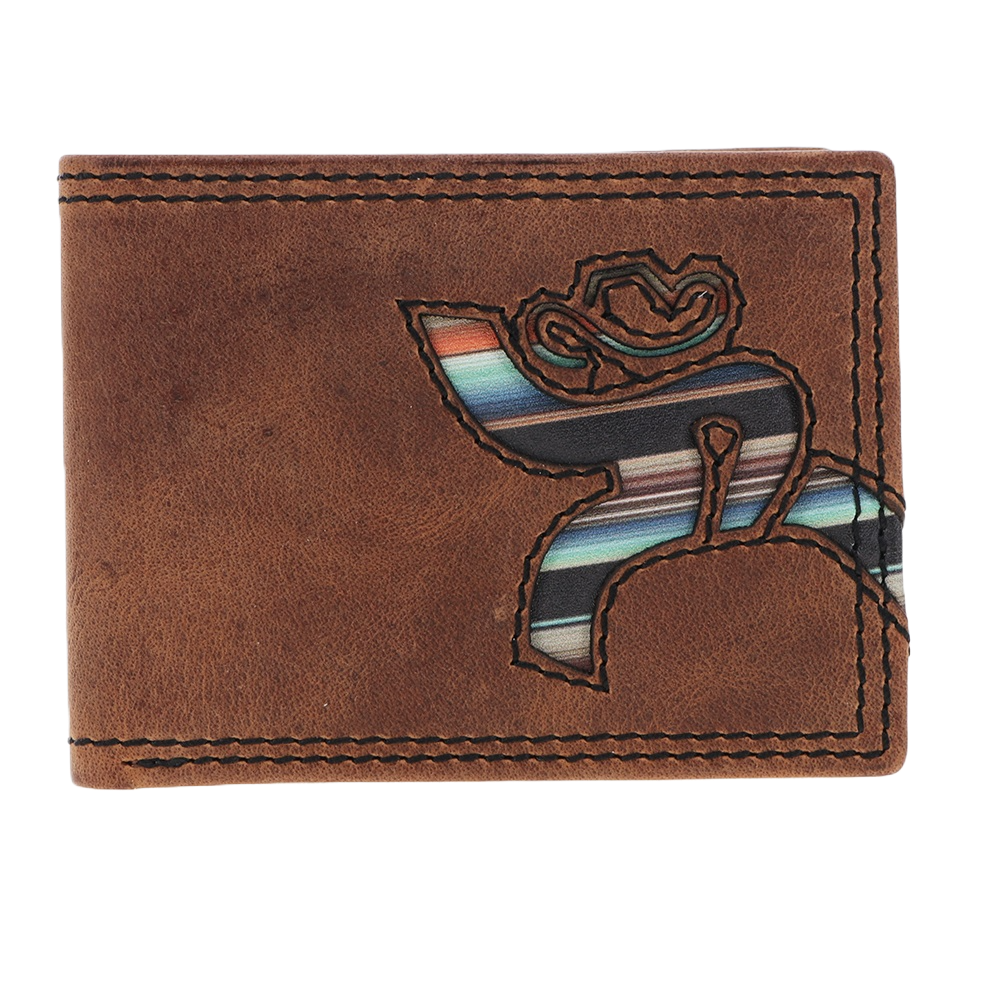 Hooey "Hawk" Brown With Navajo Serape Inlay Bifold Wallet RFBF011-BRSP