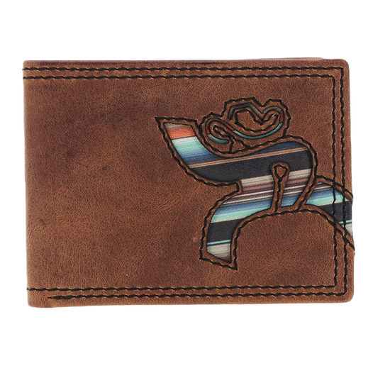 Hooey "Hawk" Brown With Navajo Serape Inlay Bifold Wallet RFBF011-BRSP