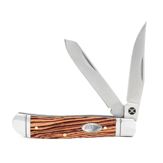 Hooey® Zebra Wood Double Blade Trapper Knife HK128-01