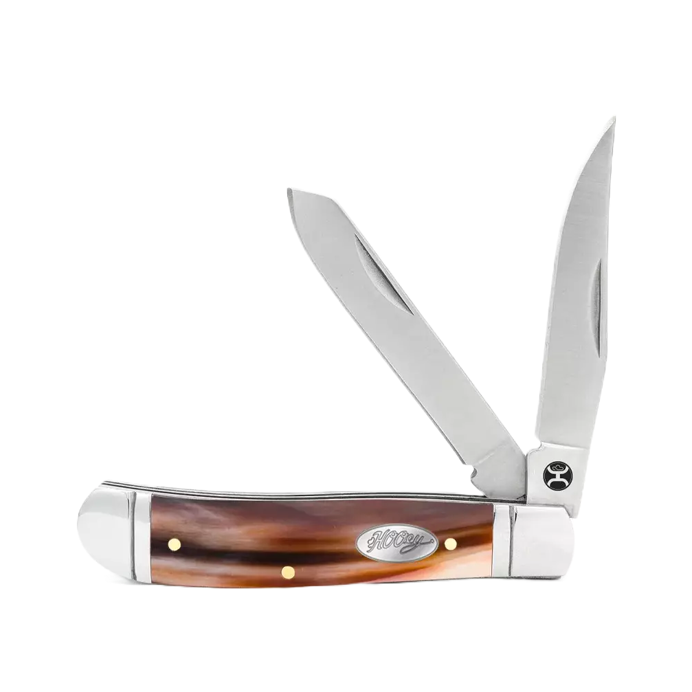 Hooey OX Horn Double Blade Large Trapper Knife HK130