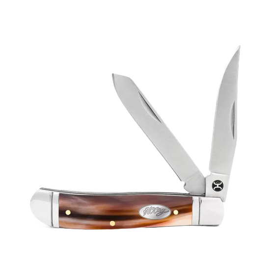 Hooey OX Horn Double Blade Large Trapper Knife HK130