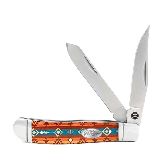 Hooey Aztec Brown & Turquoise Double Blade Large Hooey Knife HK133