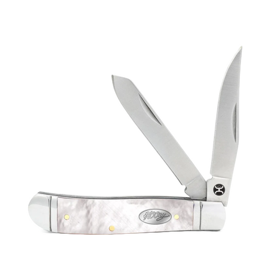 Hooey Mother Of Pearl Trapper Large Pocket Knife HK125