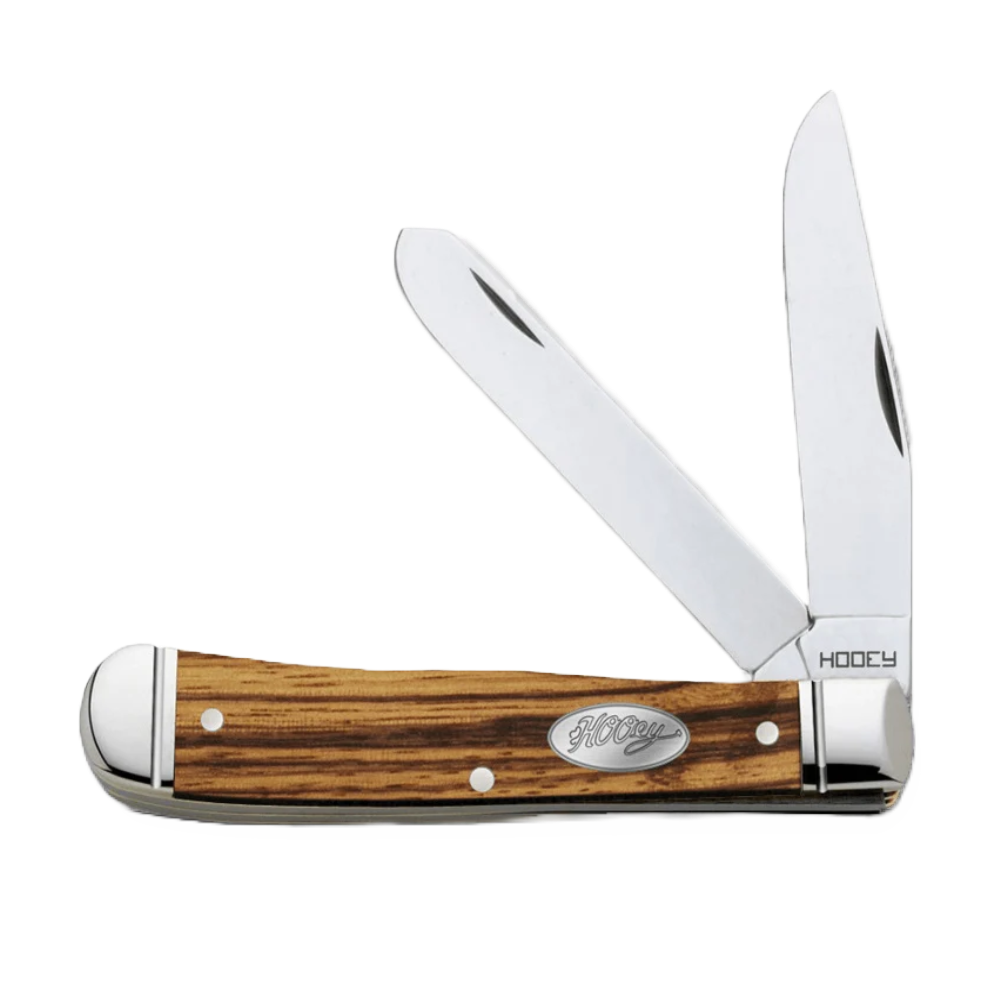 Hooey Zebra Wood Double Blade Large Trapper Knife HK128-02
