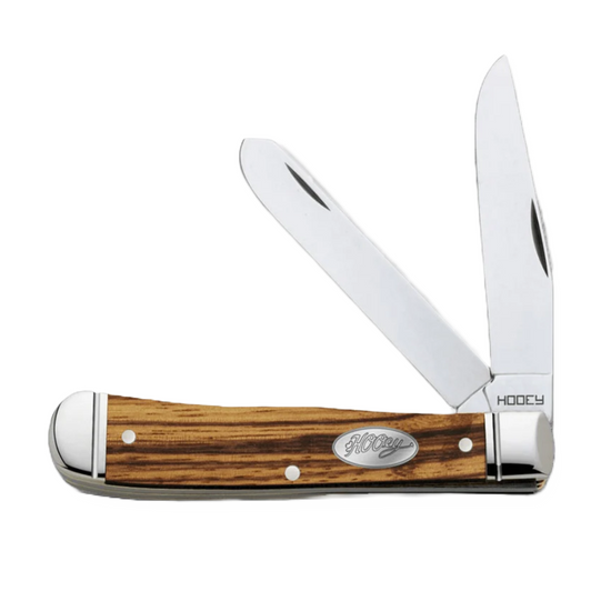 Hooey Zebra Wood Double Blade Large Trapper Knife HK128-02
