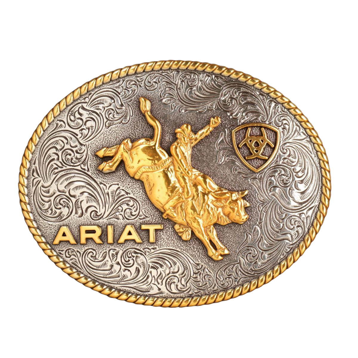 Ariat Two-Tone Oval Rope Bull Rider Belt Buckle A37056