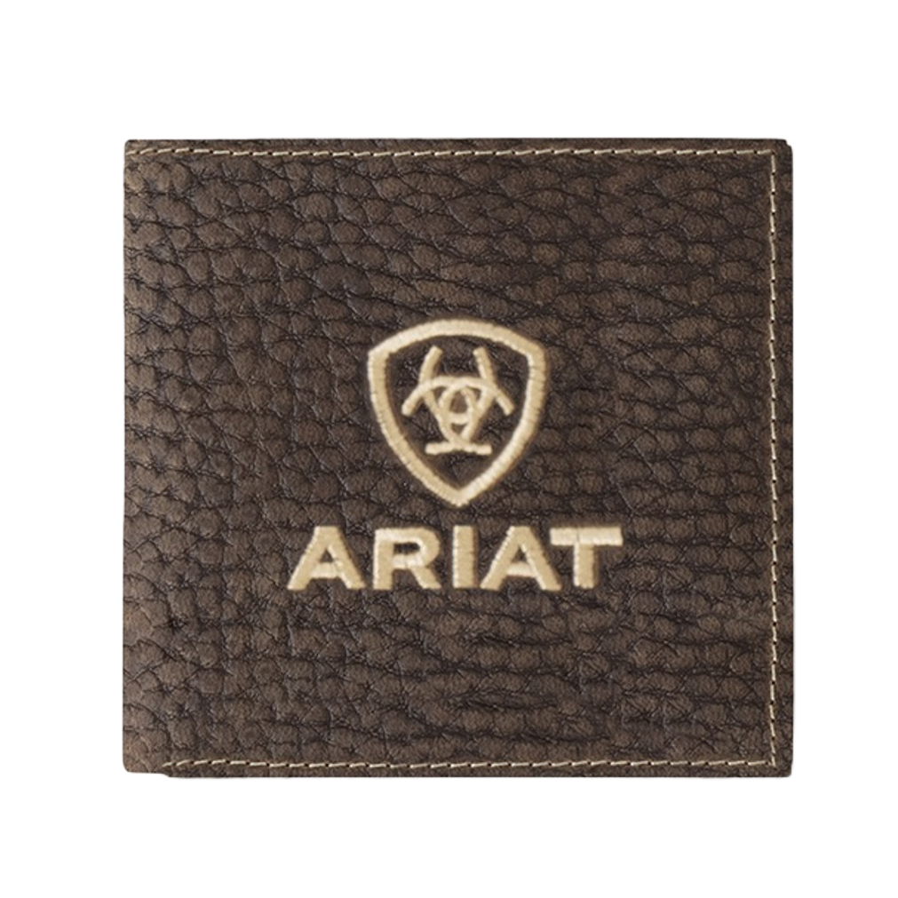 Ariat Brown Bull Hide Bifold Embroidered Wallet A3556002