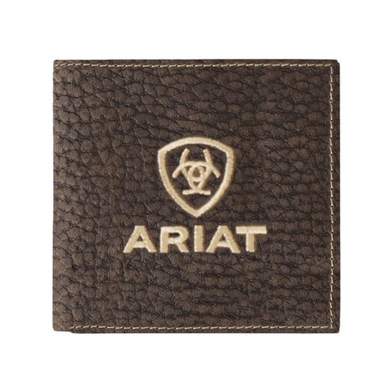 Ariat Brown Bull Hide Bifold Embroidered Wallet A3556002