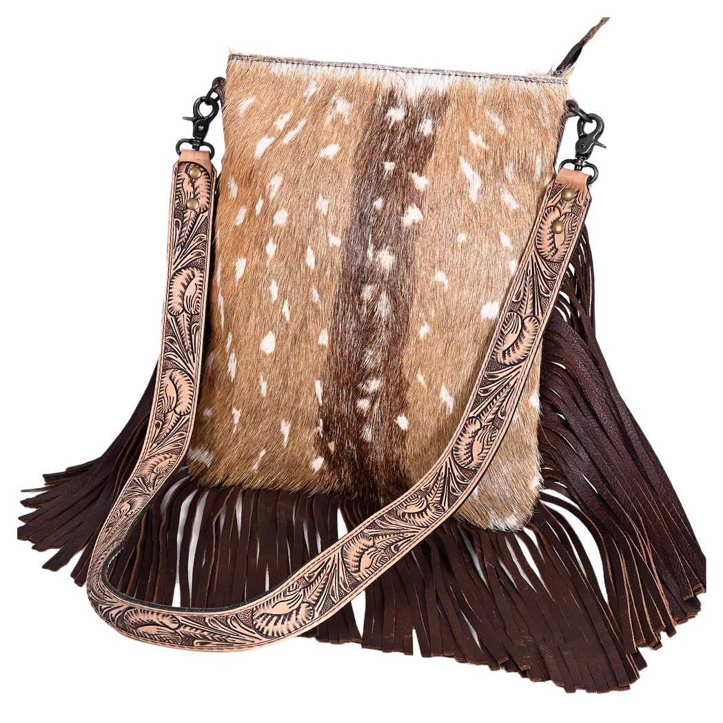 Montana West Genuine Leather Floral Tooled Fringe Crossbody Bag – Montana  West World