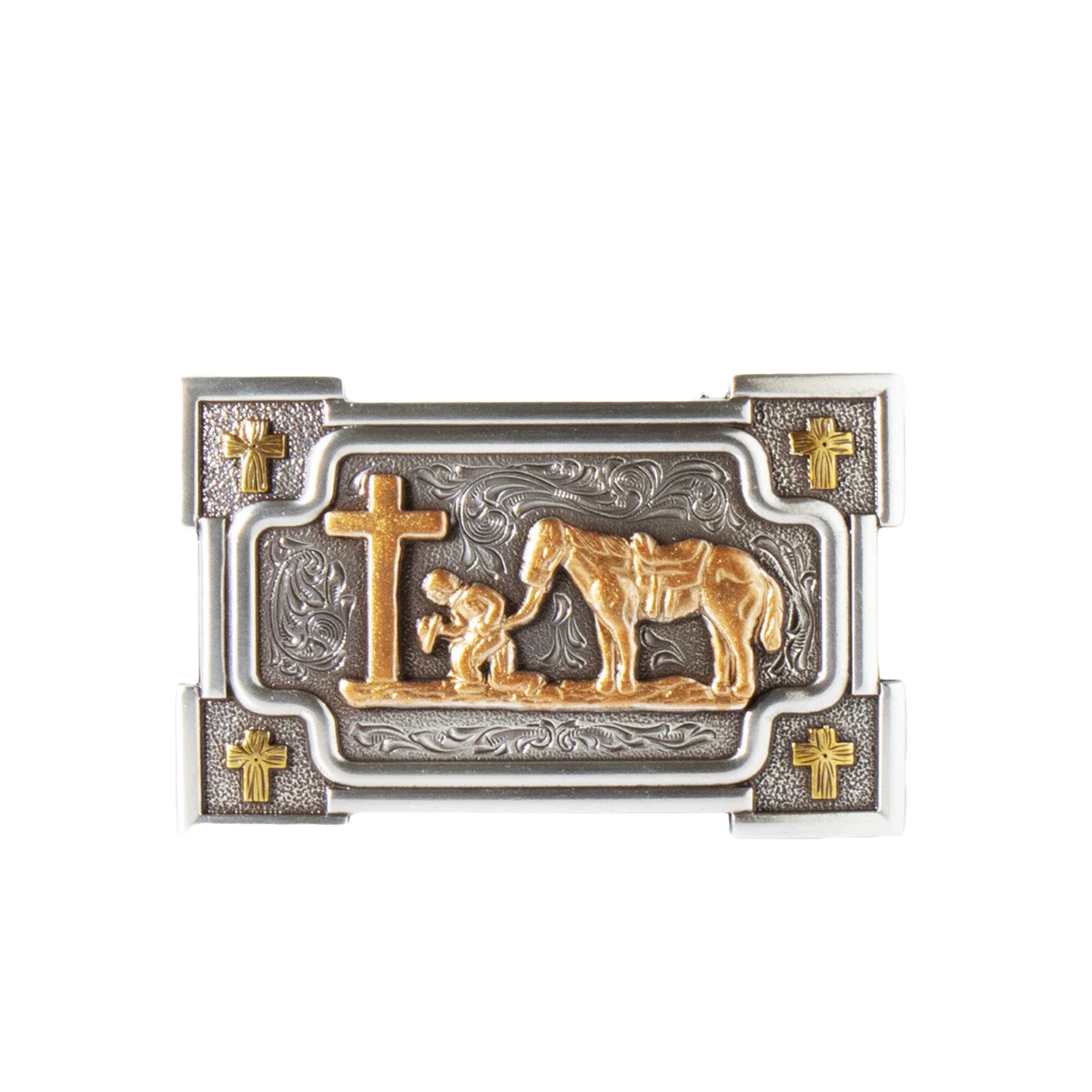 Load image into Gallery viewer, Nocona® Men&amp;#39;s Smooth Edge Praying Cowboy Rectangle Buckle 37032

