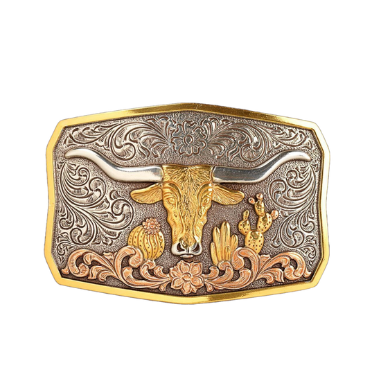 Nocona® Men's Longhorn Cactus Antique Gold & Silver Buckle 37910