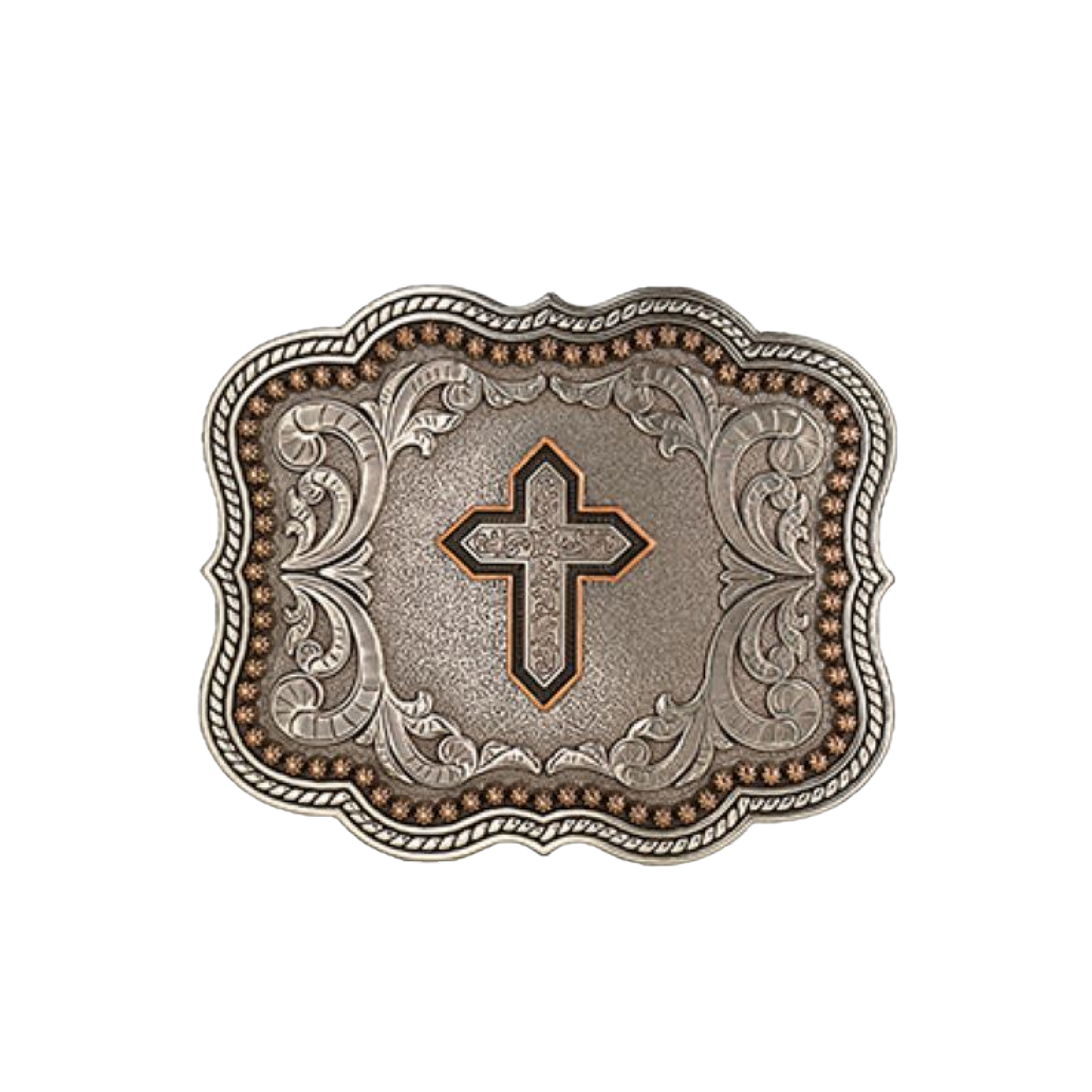 Nocona® Men's Scalloped Copper Cross Antique Silver Buckle 37911
