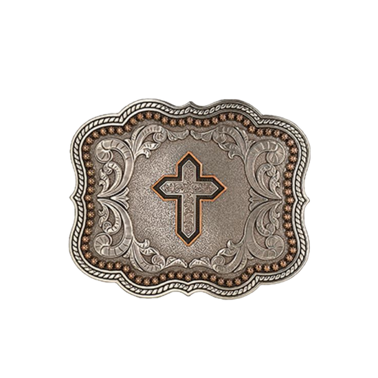 Nocona® Men's Scalloped Copper Cross Antique Silver Buckle 37911