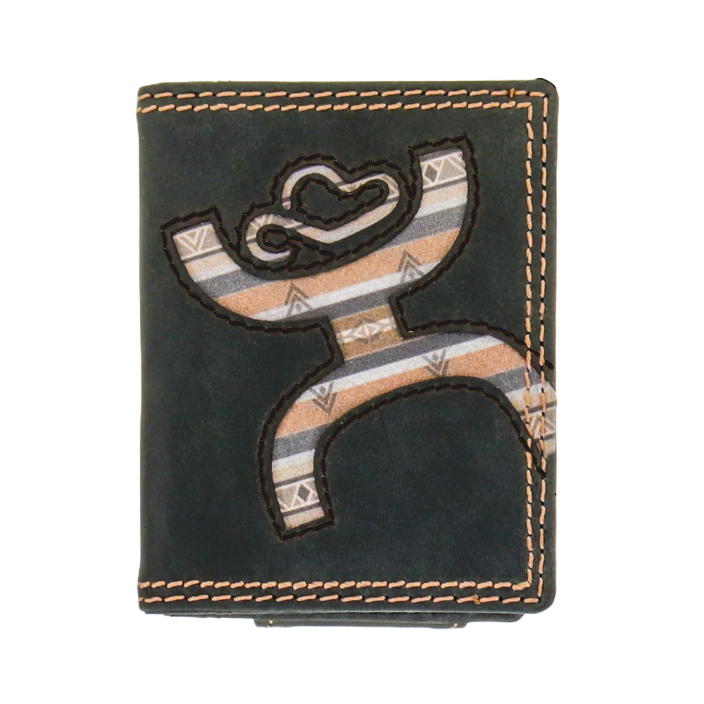 Hooey Original Lakota Print Inlay Black Bifold Money Clip Wallet HFW018-BK