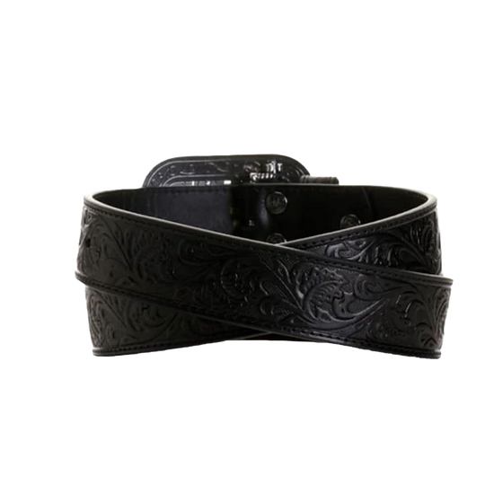 Ariat® Ladies Rhinestone Filigree Tooled Black Leather Belt A10006901