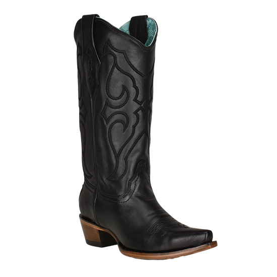 Corral Ladies Black Matching Stitch Pattern & Inlay SnipToe Boots Z5072