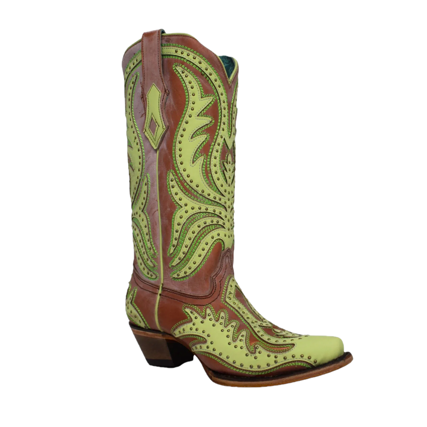 Corral® Ladies Lime Green Neon Overlay Fluorescent Embroidery Boots C3971