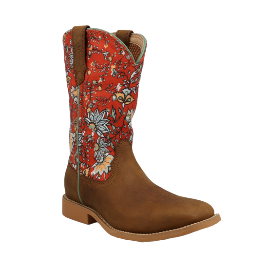 Twisted X Girls Rustic Floral Brown Red Hooey Boots YHY0013
