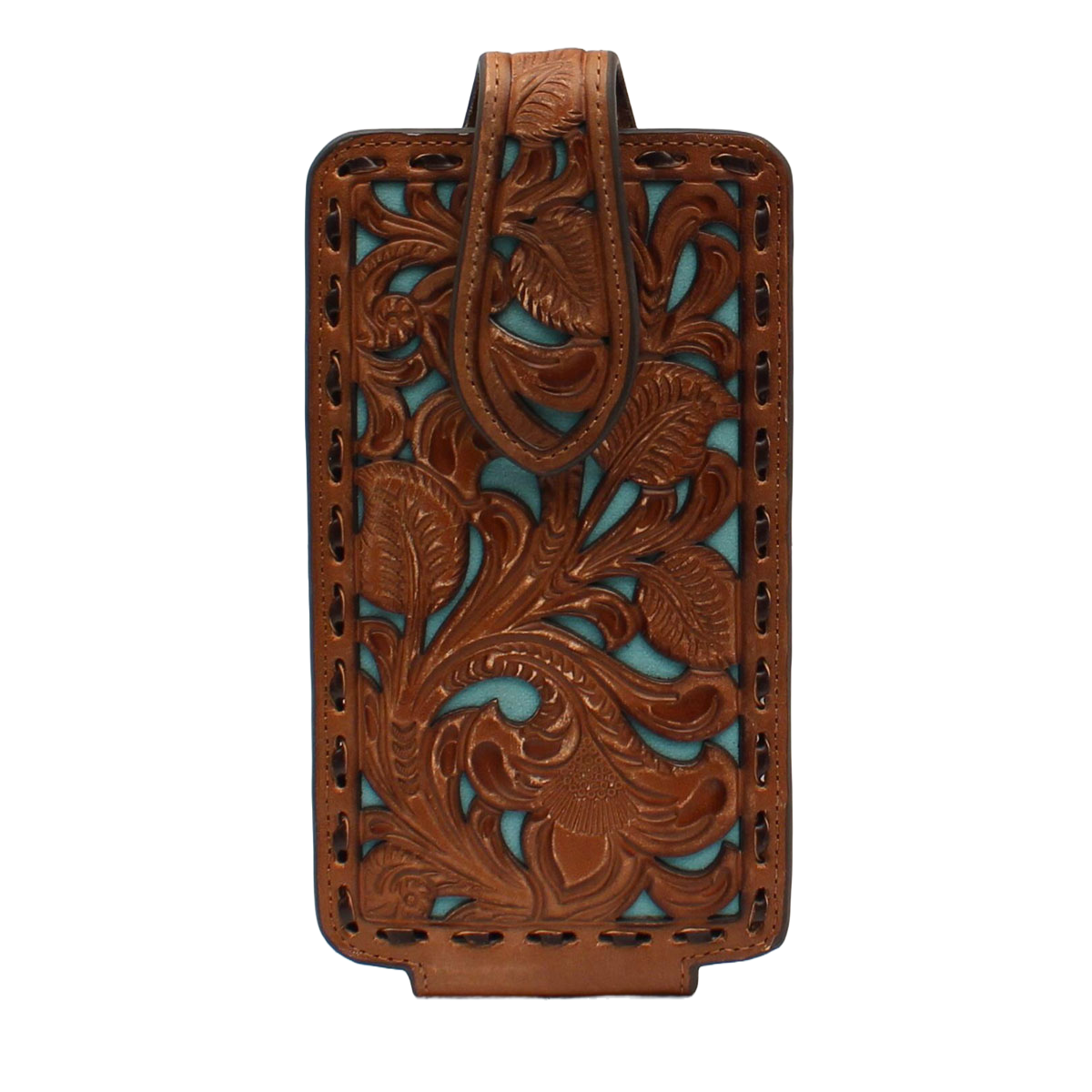 Nocona Floral Laced Brown & Blue Cell Phone Case 0690633