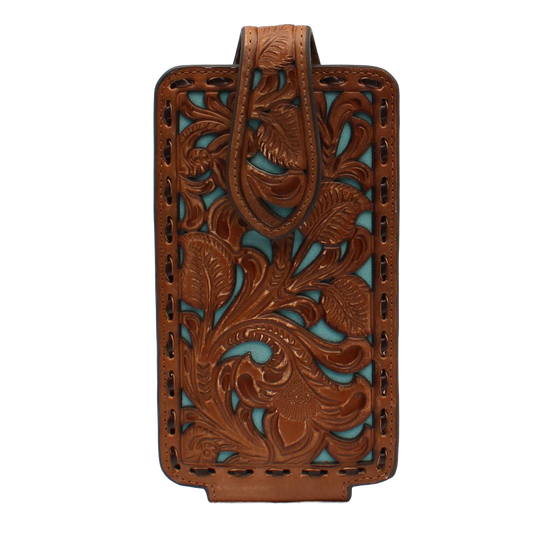 Nocona Floral Laced Brown & Blue Cell Phone Case 0690633