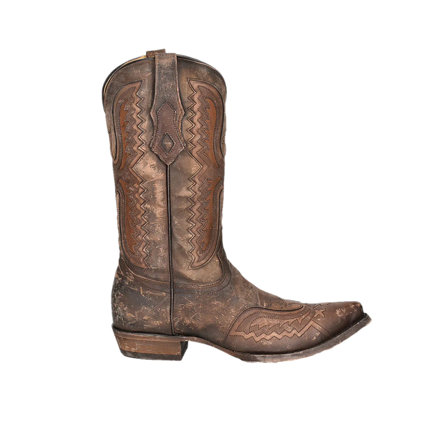 Corral® Men's Distressed Tan Eagle Inlay & Embroidery Snip Toe Boots C3952