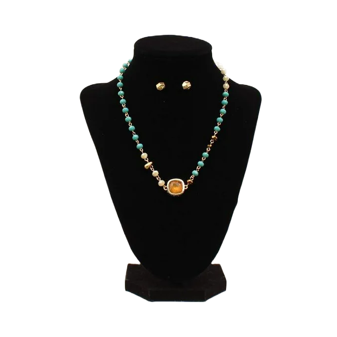 M&F Western® Ladies Topaz Beaded Necklace & Earring Set 30998