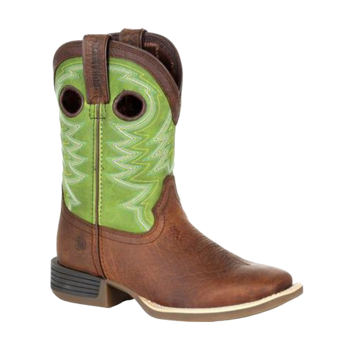 Durango Big Kids Embroidered Lime Green & Brown Western Boots DBT0221Y