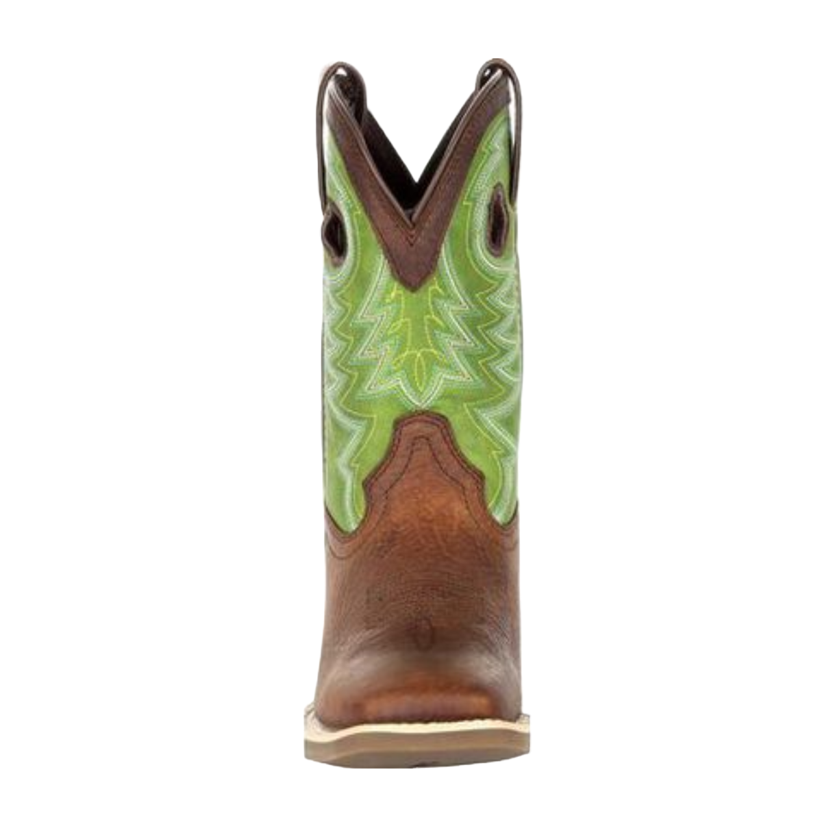 Durango Big Kids Embroidered Lime Green & Brown Western Boots DBT0221Y