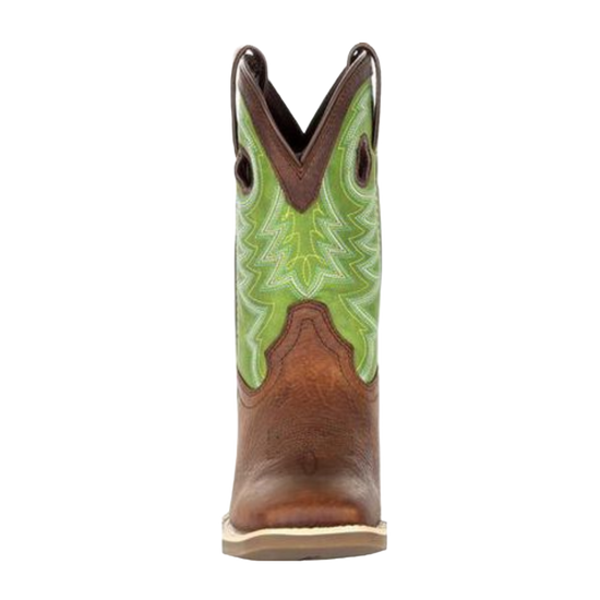 Durango Little Kid Embroidered Lime & Brown Western Boots DBT0221C