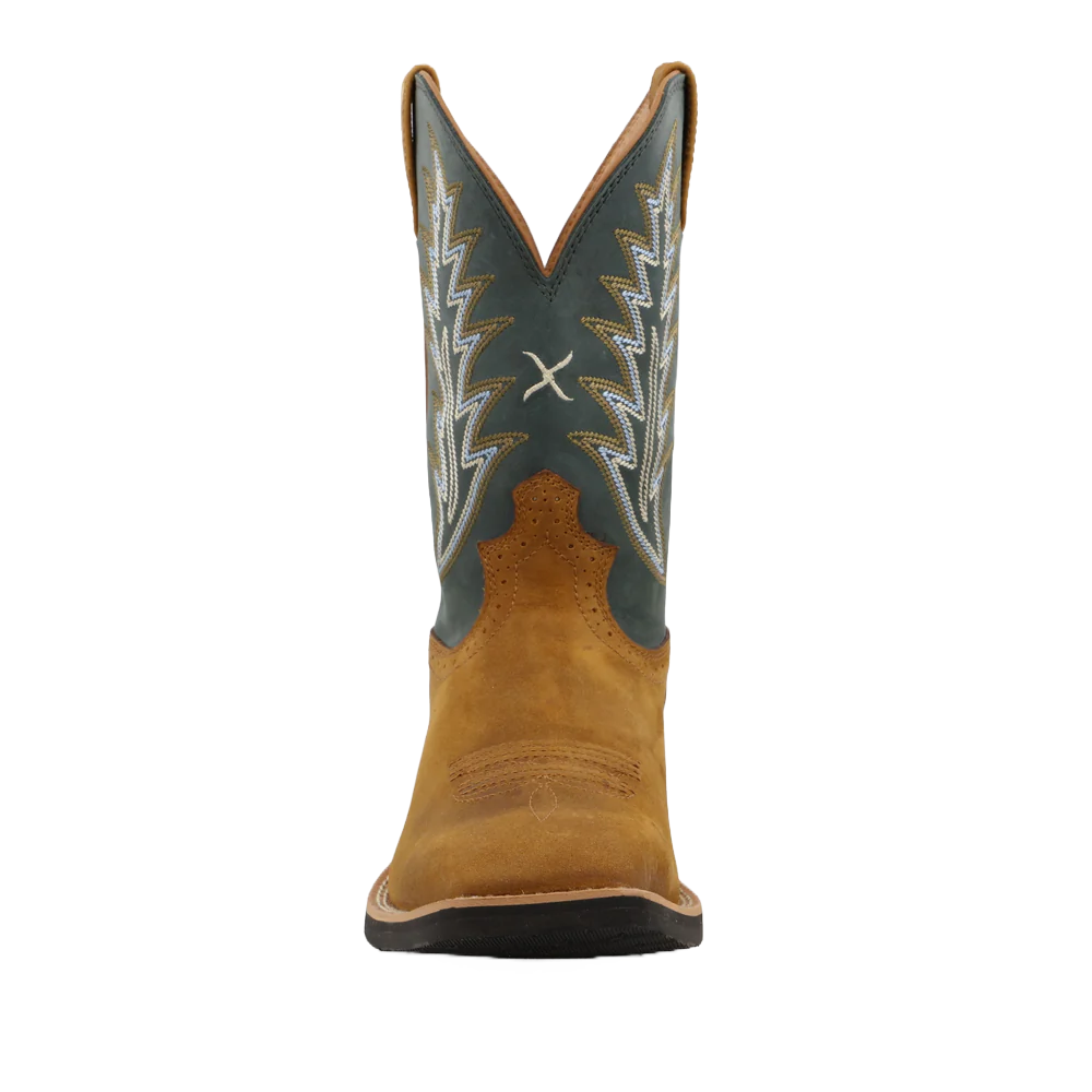 Twisted X Men's 11 Inch Ruff Stock Tan & Green Square Toe Boots MRS0072