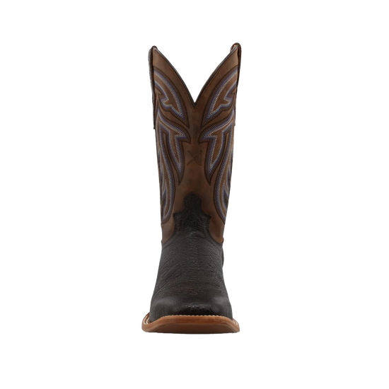 Twisted X Men's 12 Inch Rancher Black & Coffee Square Toe Boots MRAL023