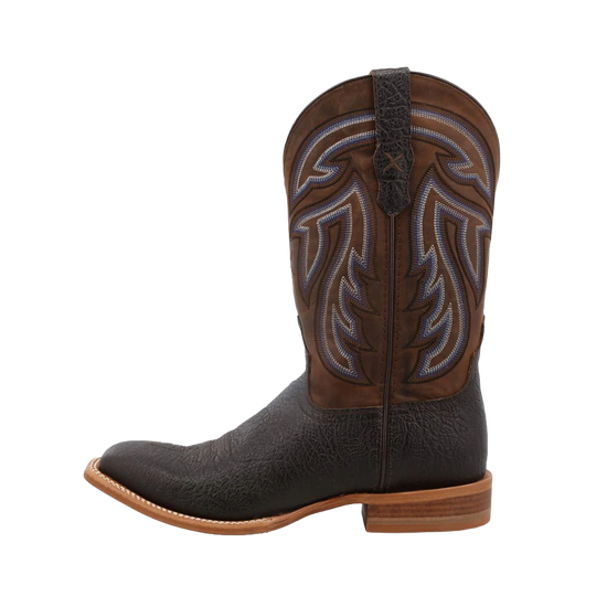 Twisted X Men's 12 Inch Rancher Black & Coffee Square Toe Boots MRAL023